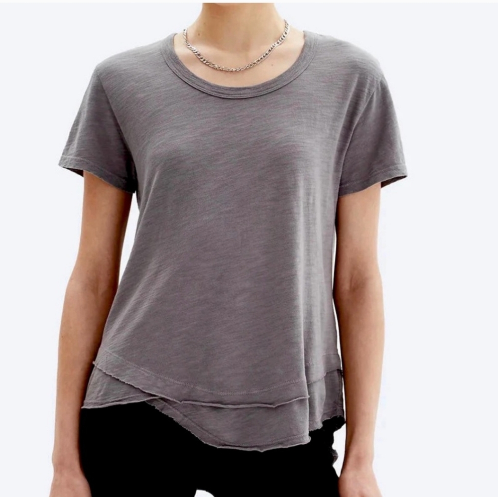 CHRLDR Ava Mock Layer Crew Neck Shirt Graphite GreyNWOT